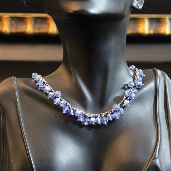 Lia Sophia Jewelry - Lia Sophia Blue Aurora Borealis Glass Beaded Dangle Necklace